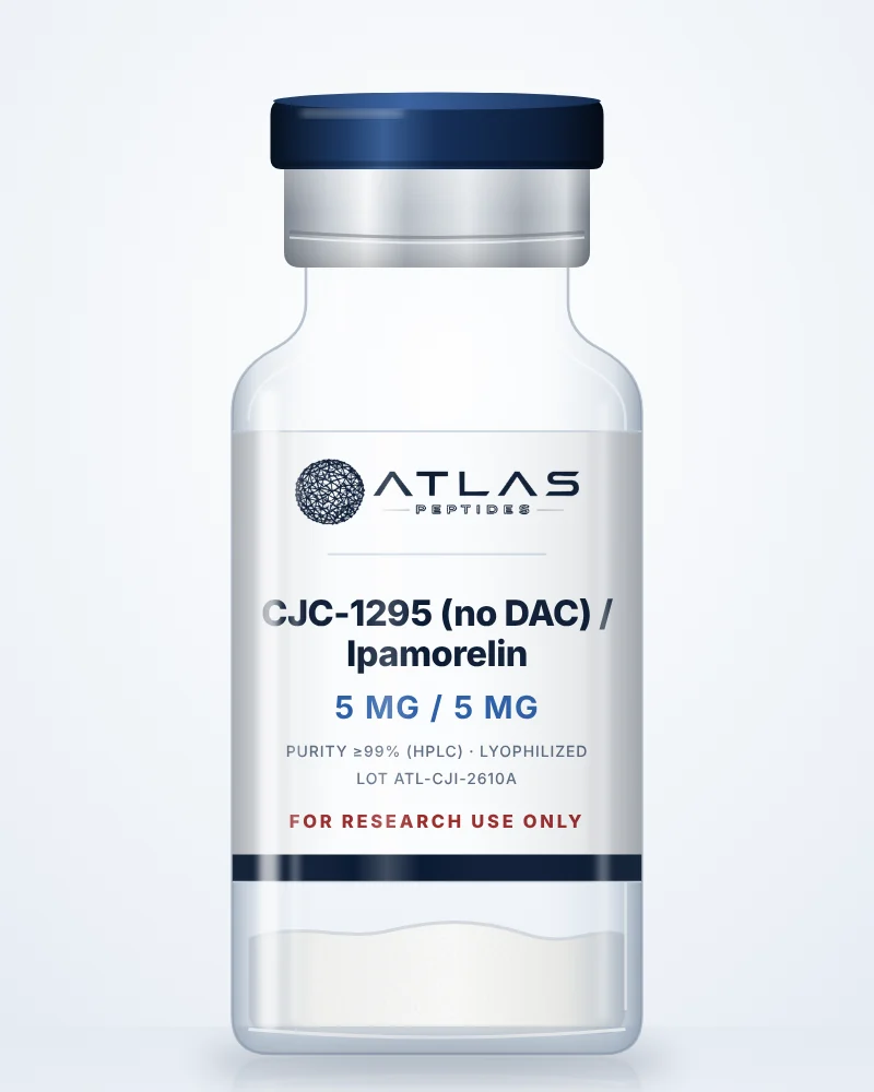 CJC-1295 (no DAC) / Ipamorelin 5 mg / 5 mg research vial, Atlas Peptides