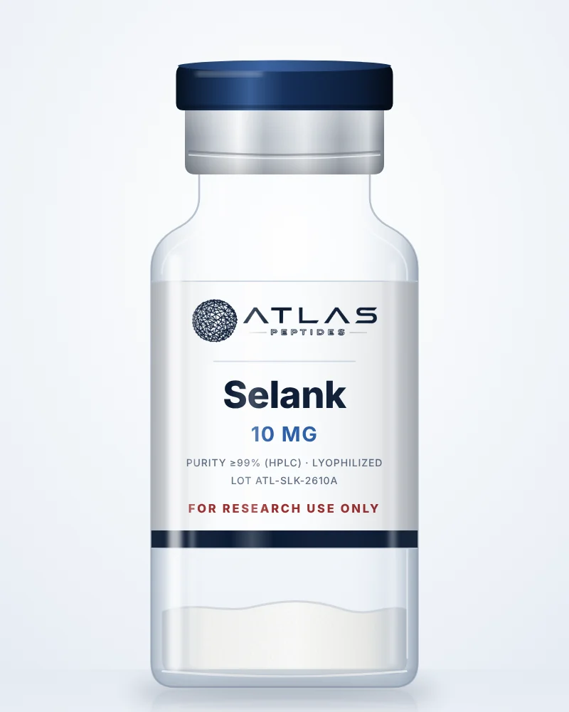 Selank 10 mg research vial, Atlas Peptides